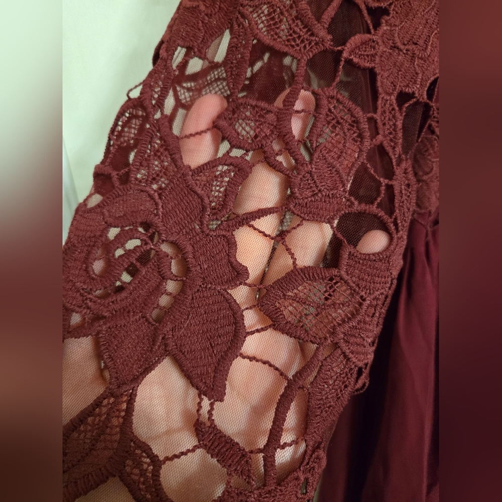 Chi Chi London Deep Red Lace Long Sleeve Dress - Picture 4 of 16